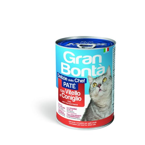 Gran Bonta Cat Wet Food Adult Pate With  Veal & Rabbit- Can 400g