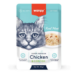 Wanpy wet food with Chicken and codfish for All Cats 85 gr