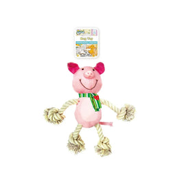 SOLEIL Plush Dog Toy Pig W/rope Hands