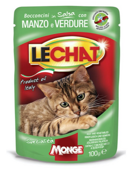 LECHAT Cat Wet Food Beef & Vegetables - pouch 100g