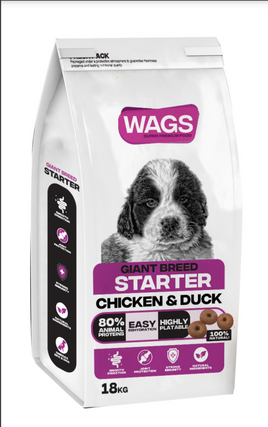 Wags Dog Dry Food Giant Starter Large Breed Chicken & Duck 18kg