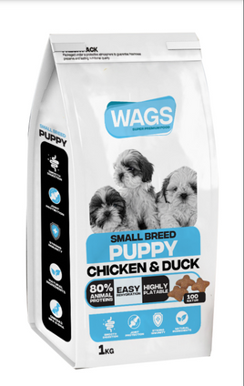 Wags Dog Dry Food Puppy Small Breed Chicken & Duck 1 kg
