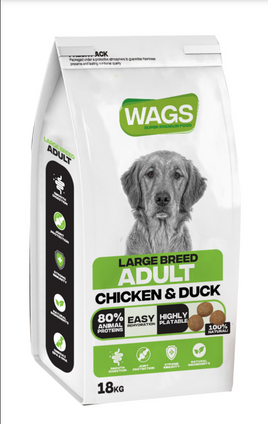 Wags Dog Dry Food Adult Large Breed Chicken & Duck 18 kg