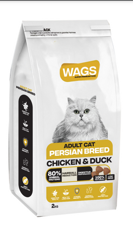 Wags Cat Dry Food Adult Persian Chicken & Duck 2 kg