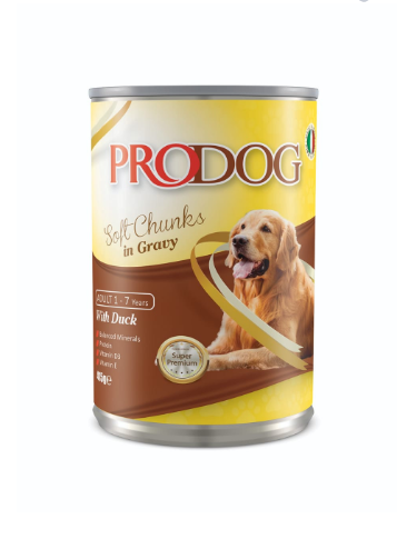 قطع طعام طرية من PRO DOG مع البط 400 جرام