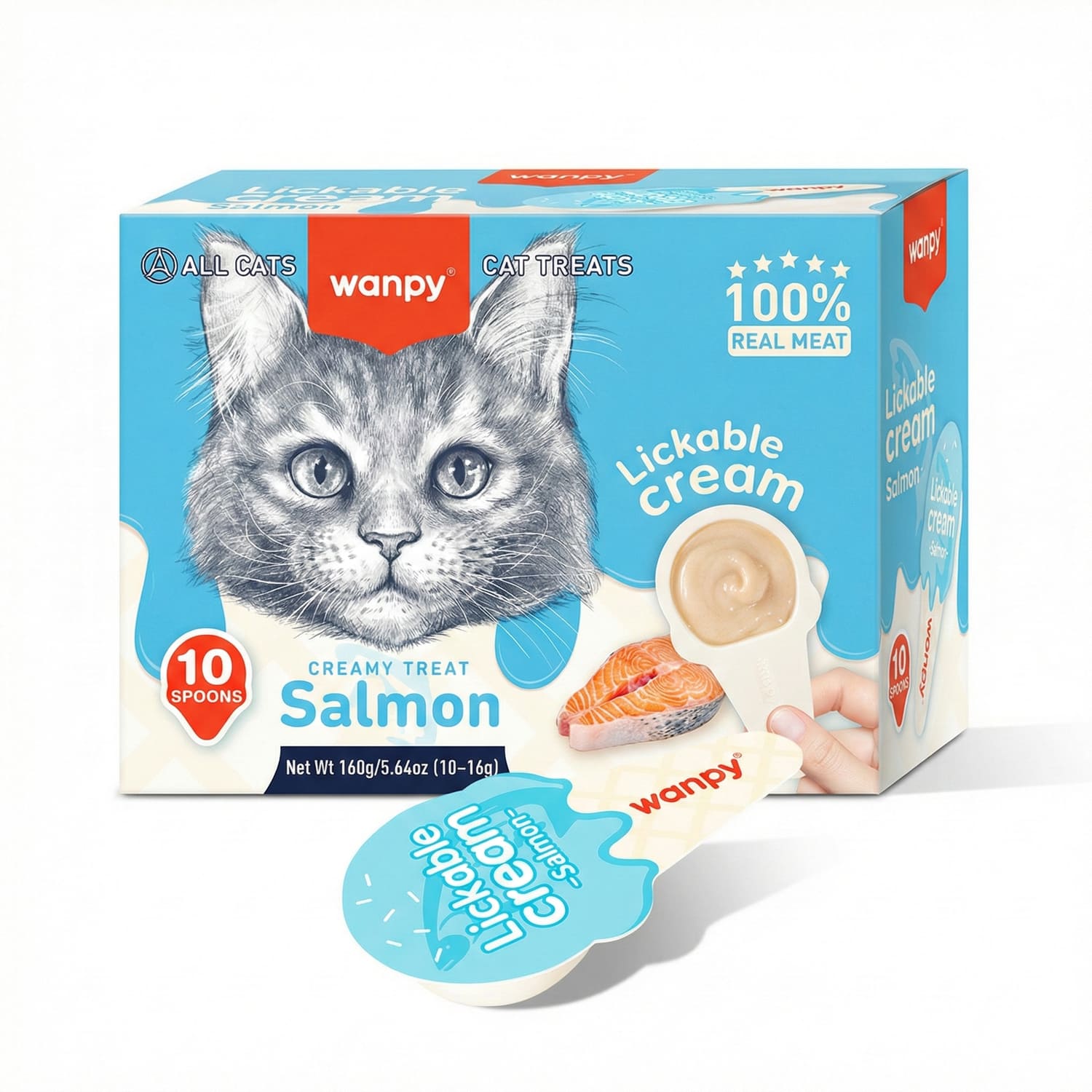 Wanpy Cat Treats Lickabel Cream Salmon (1Pic) 16g