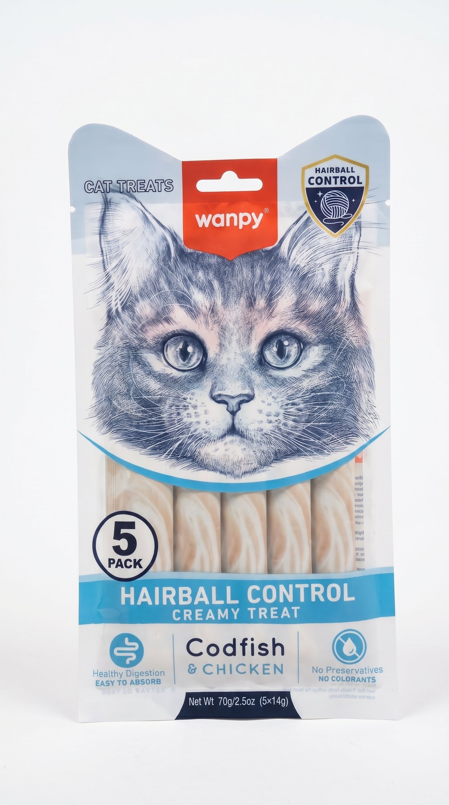 Wanpy Cat Treats Chicken & Codfish Hairball - 70g