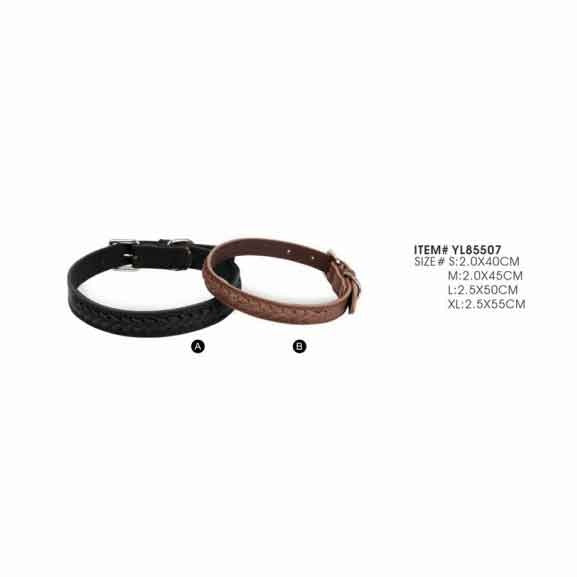 NAOMI GENUINE LEATHER BRAIDED DOG COLLAR