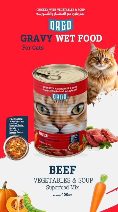 Orgo Beef, Vegetables & Soup – Super Food Mix for Cats – 400g