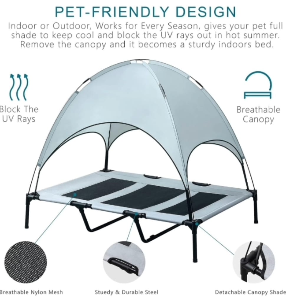 Cooling Dog Bed with UV-Blocking Canopy