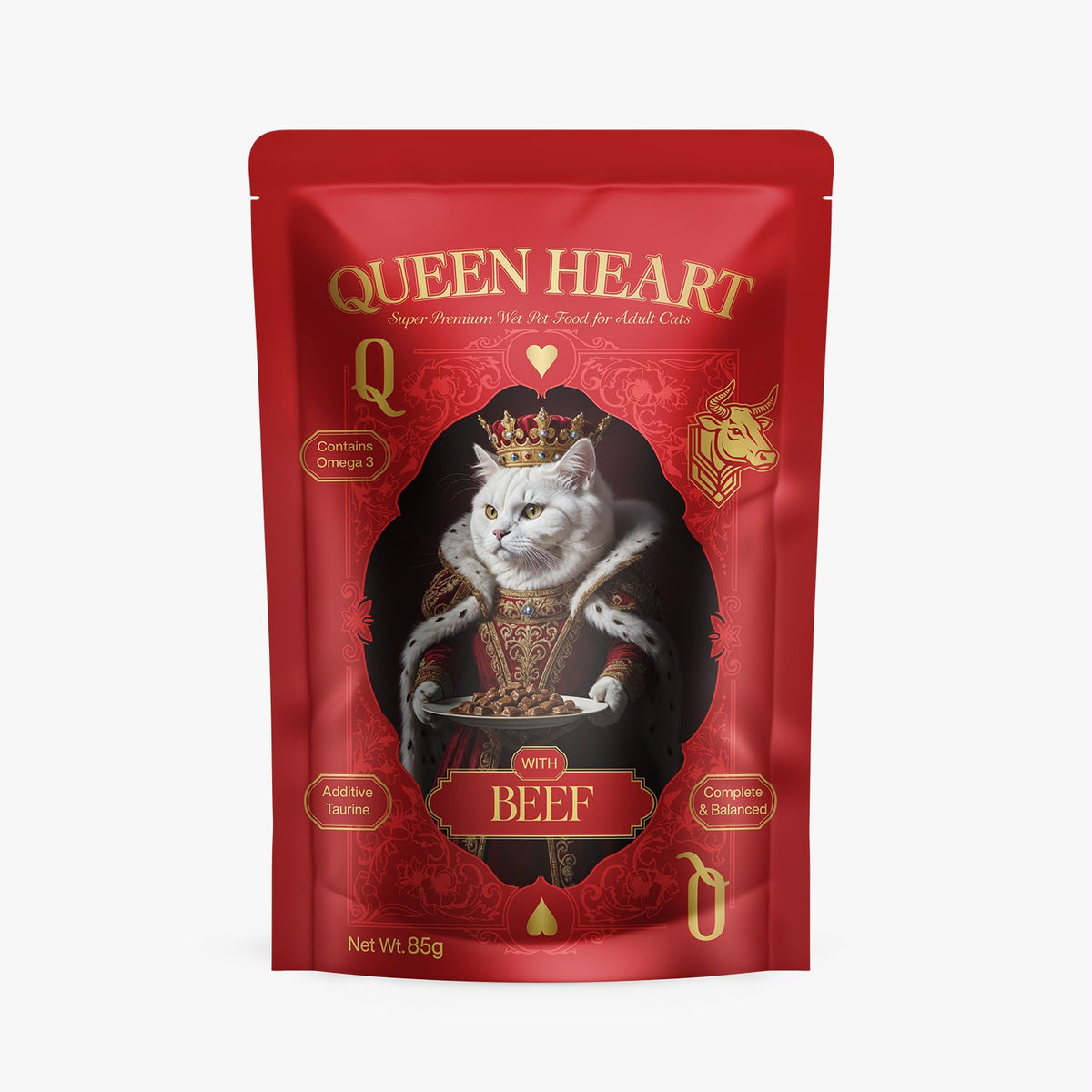 Queen Heart Cat Wet Food Beef - Pouch 85gm