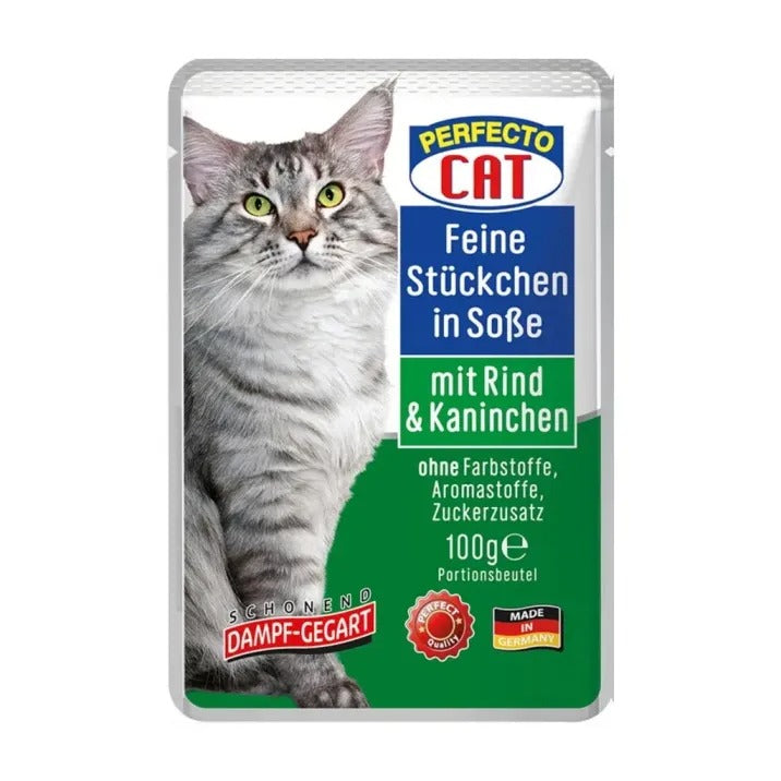 Perfecto Cat Wet Food Adult Beef and rabbit meat  - pouch 100 gm