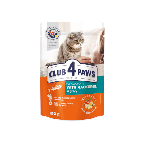 Club 4 Paws Cat Wet Food Adult with mackerel in gravy - Pouch 100 g