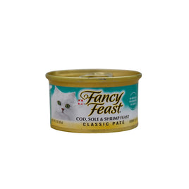 Fancy Feast Cat Wet Food Cod, Sole & Shrimp Feast Classic Pate - Can 85g