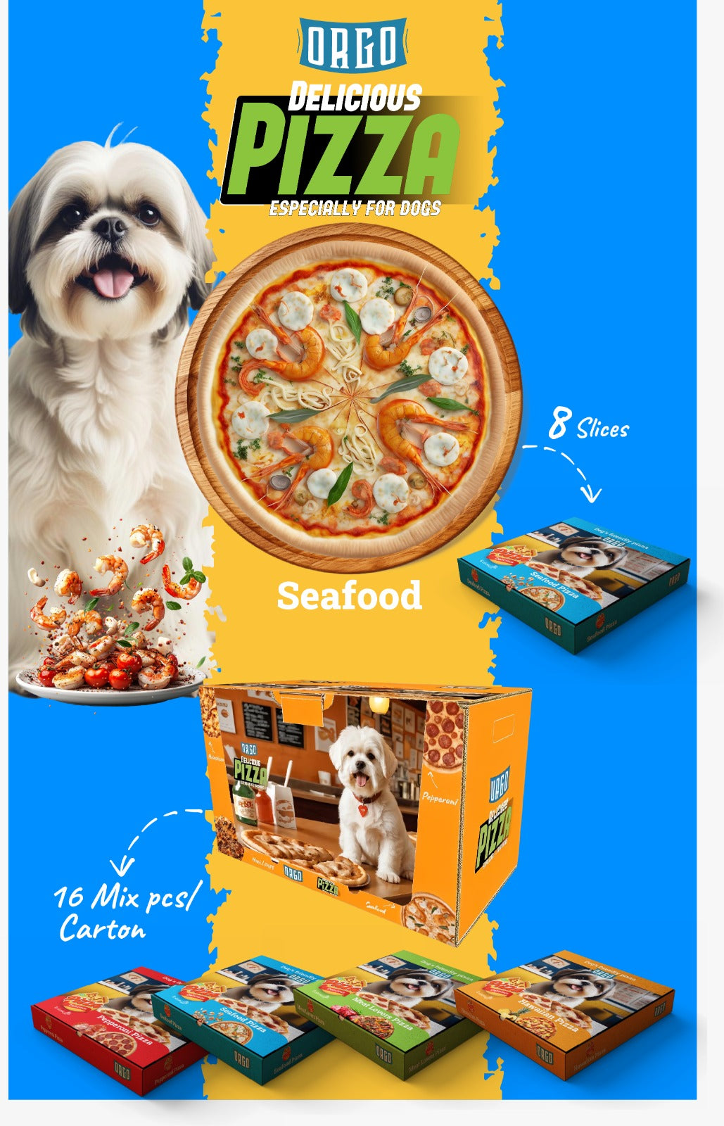 Orgo Treats Dog Seafood Pizza 8 Slices