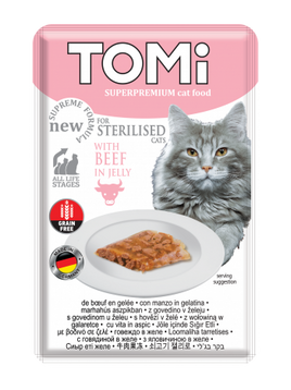 Tomi for sterilised cats beef in jelly 85g