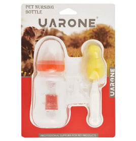 Uarone Orange and White Pet Nursing Bottle with Cleaning Brush -