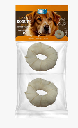 Orgo Rawhide Donuts For Dog Dental Oral Care 2 PC L