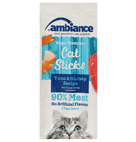 Ambiance Stick Treats with Tuna and Shrimp for Adult Cats 3 x 5 gr