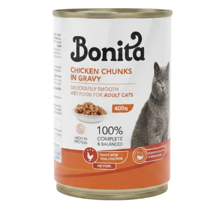 Bonita Cat Wet Food Adult With Chicken Chunks - Can 400g