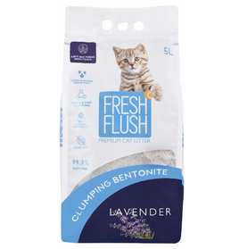 Fresh Flush Antibacterial Bentonite Clumping Cat Litter Lavender Scent – non toxic 5 L