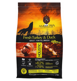 Ambrosia Dry Food with Turkey and Duck for Adult Dogs 2 kg