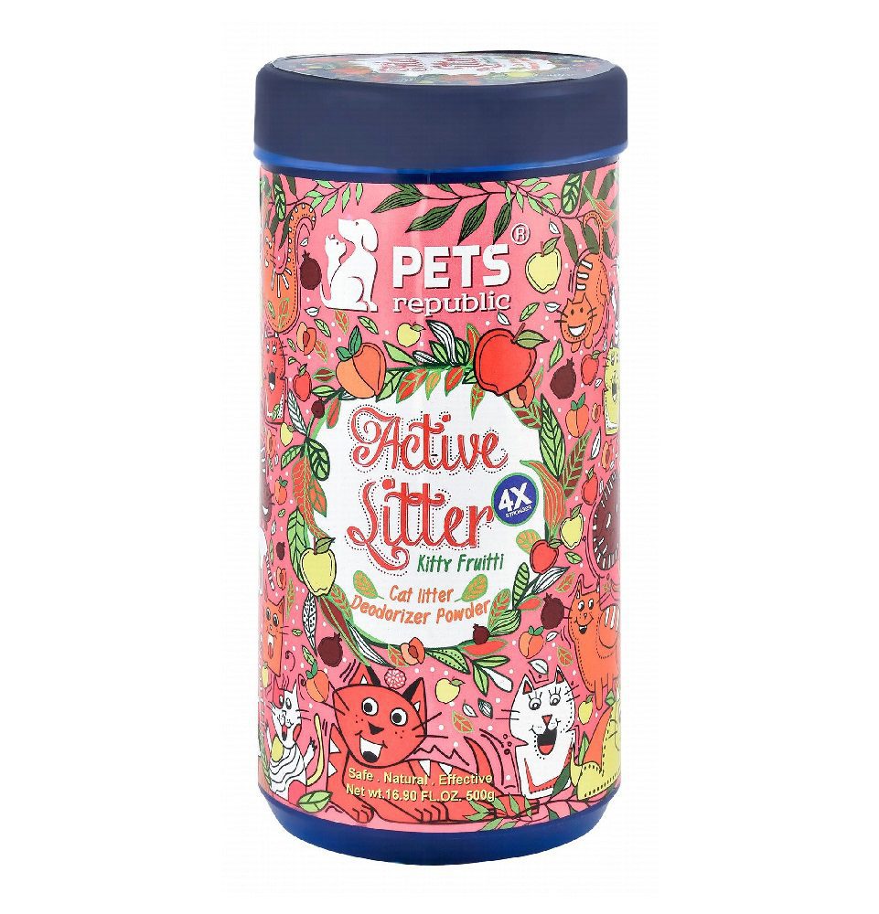 Pets Republic Active Cat Litter Deodorizer Powder Kitty Fruitti Scent 500 g