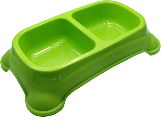 Double Food Bowl Plastic Feeder - Small Size