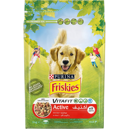 Purina FRISKIES ACTIVE Dog Food with Beef 3kg