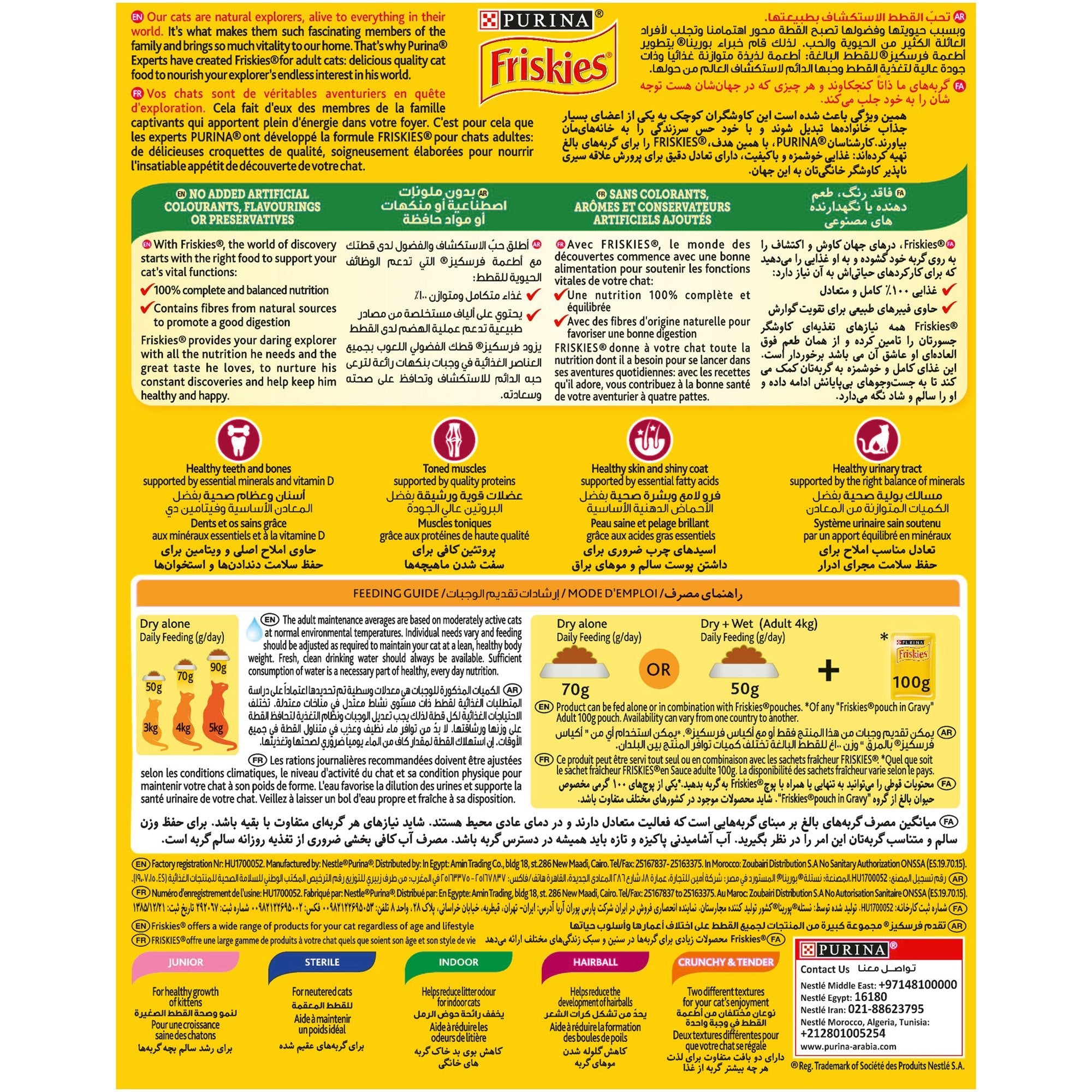 Purina Friskies with Beef, with Chicken and with Vegetables Cat Dry Food 300g