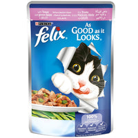 PURINA FELIX As Good as it Looks with Trout and Green Bean Wet Cat Food Pouch 100g