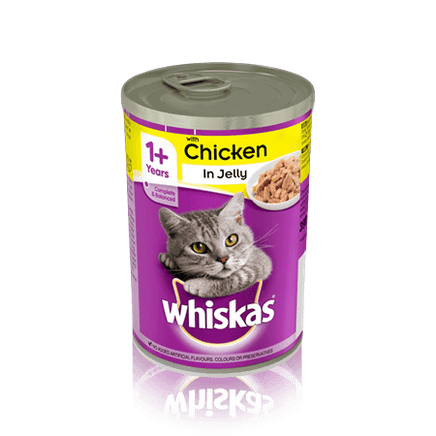 WHISKAS® 1+ Can with Chicken in Jelly 390g