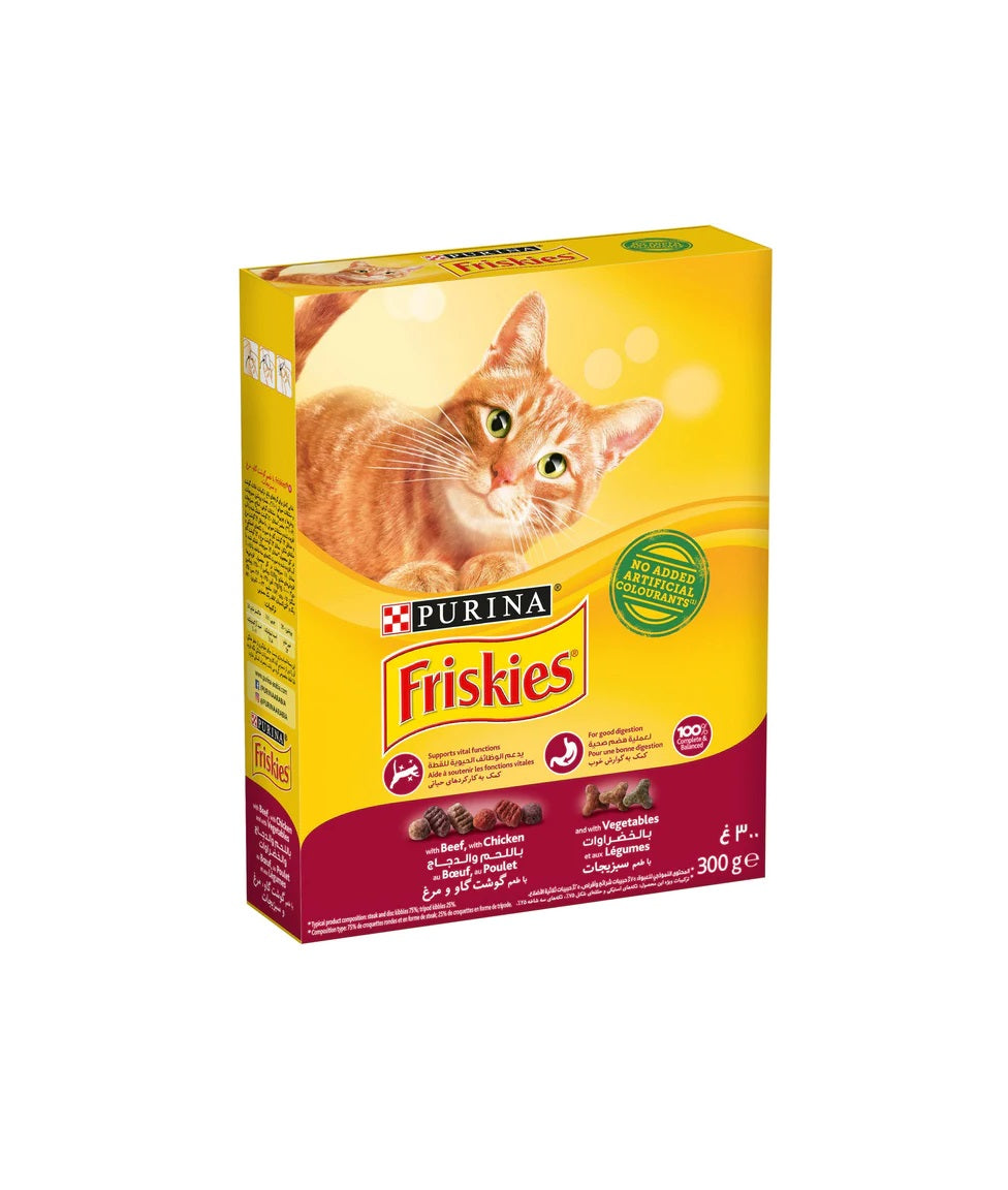 Purina Friskies with Beef, with Chicken and with Vegetables Cat Dry Food 300g